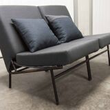 Airborne double bench seat restored foam and new fabrics + 2 matching cushions