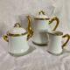 3-piece coffee service in Limoges porcelain – white and gilded