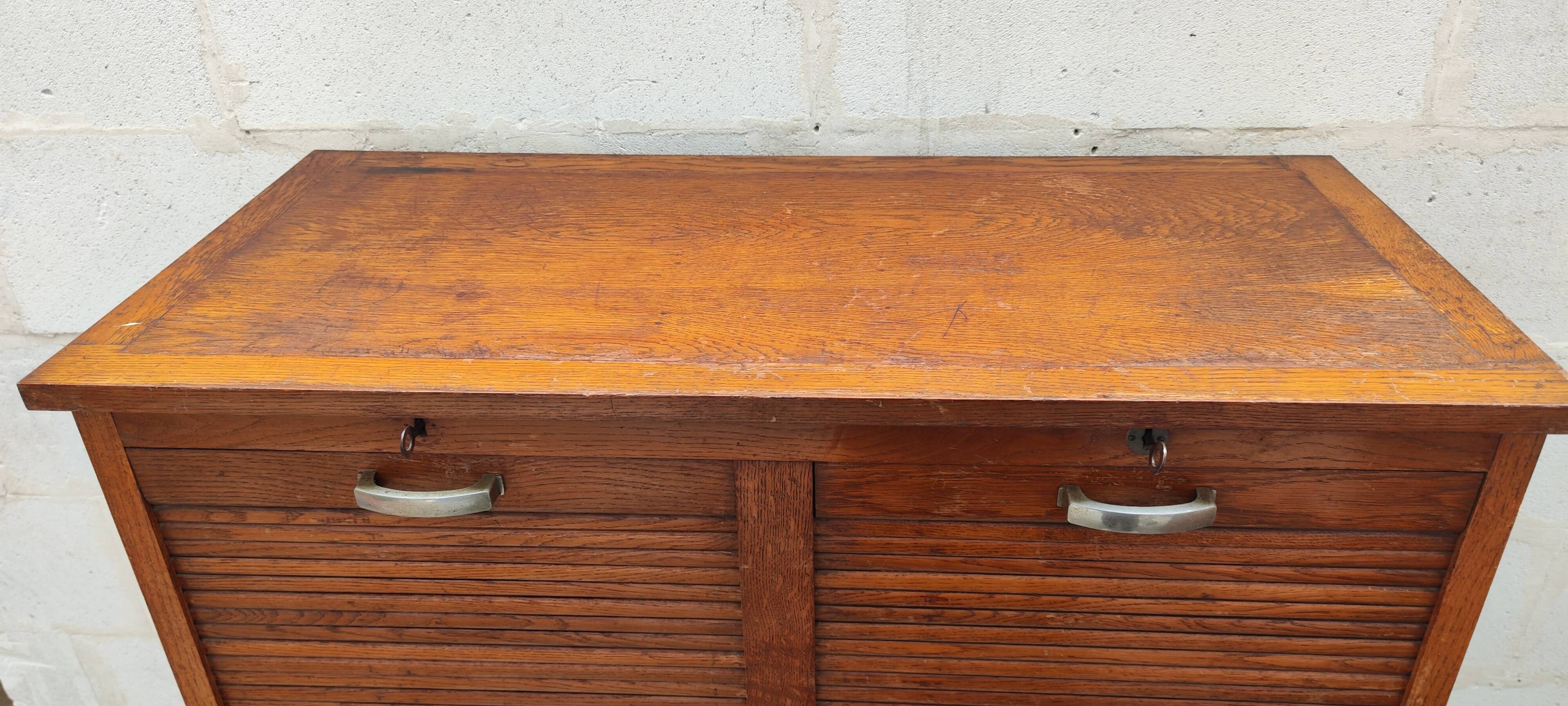 old double filing cabinet with curtains in oak professional furniture