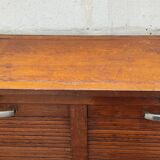old double filing cabinet with curtains in oak professional furniture