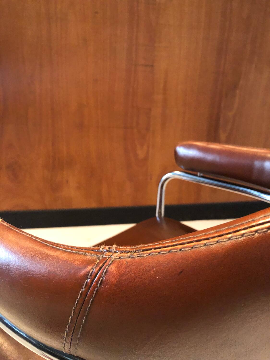 Vintage leather and chrome chair circa 1970