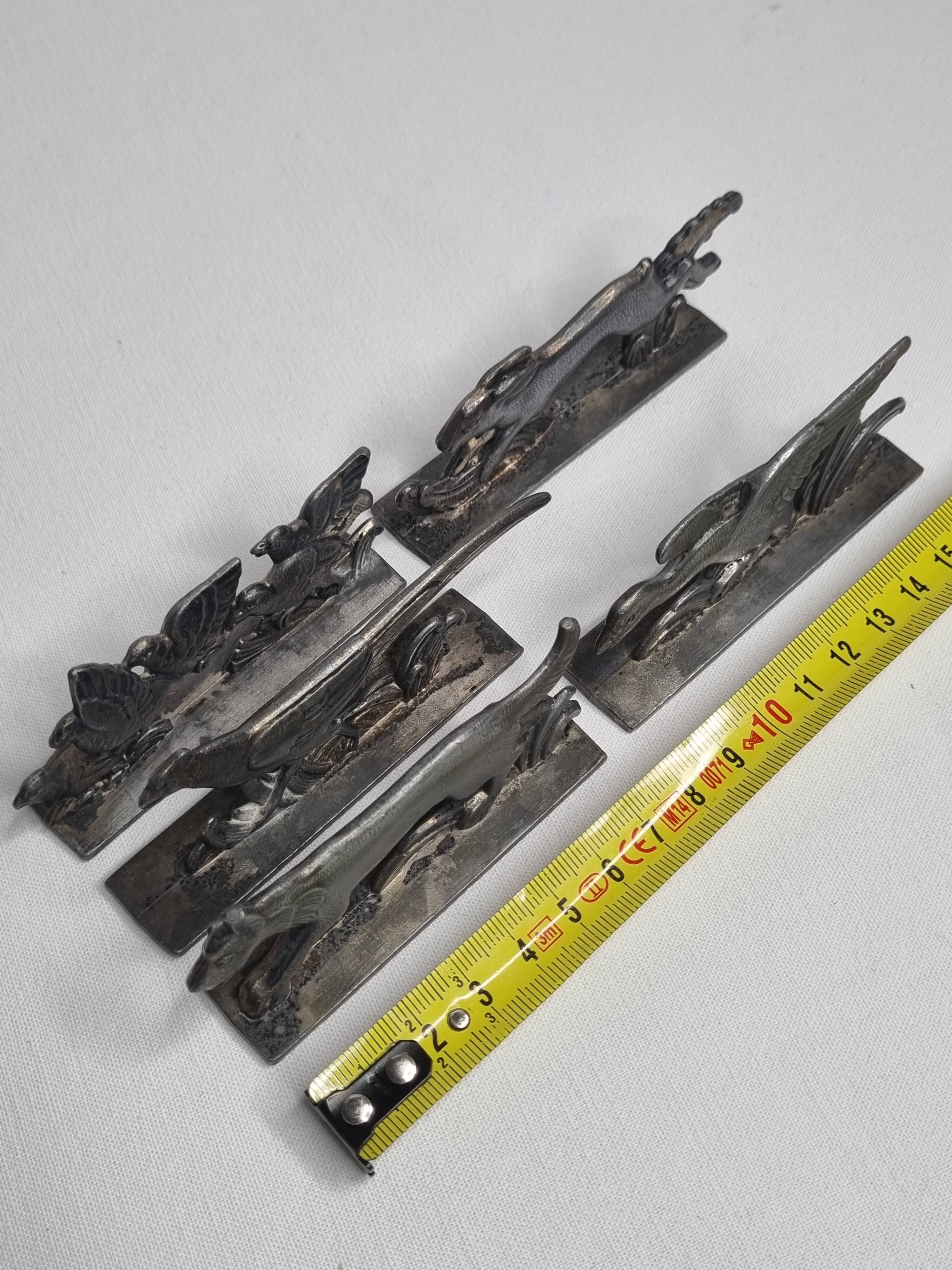 Set of five Art Deco Wild Animal Knife Holders, after Joseph Buisson