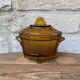 Amber glass bonbonnière with lid