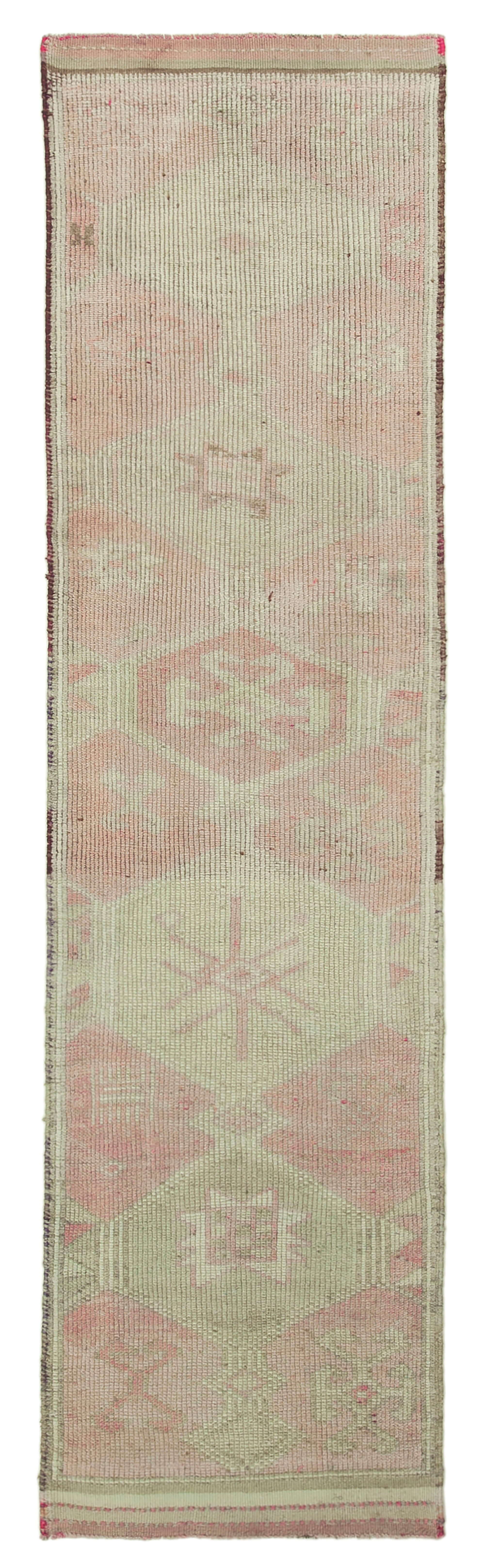 Handwoven antique anatolian beige runner rug 94 cm x 343 cm