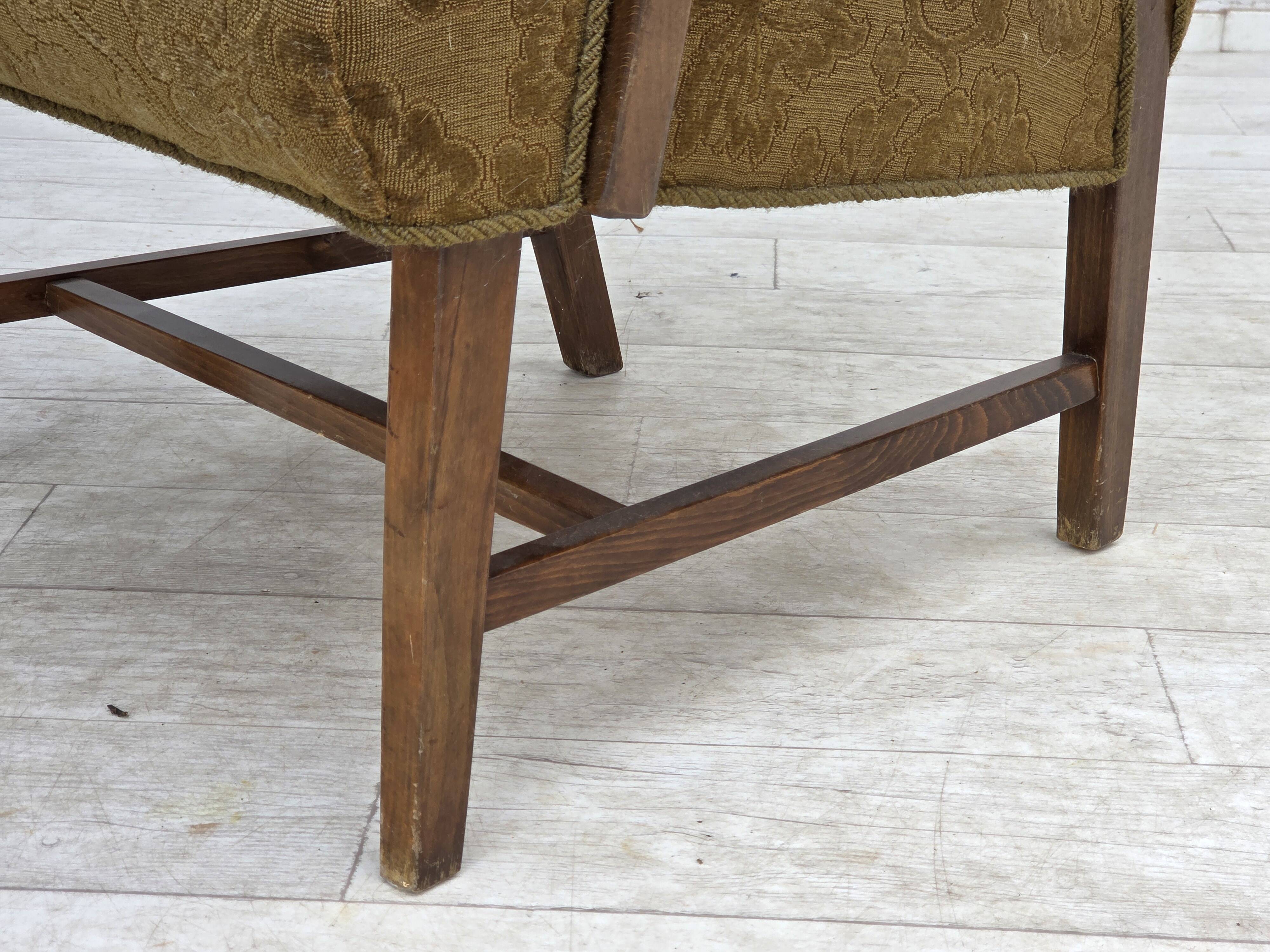 1960s, Danish vintage armchair, furniture wool, beech wood.
