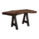 Rustic brutalist table Mobichalet in solid oak, Belgium 1970s