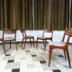 Ensemble de 4 chaises de salle à manger en teck scandinaves modernes, Danemark années 1960.