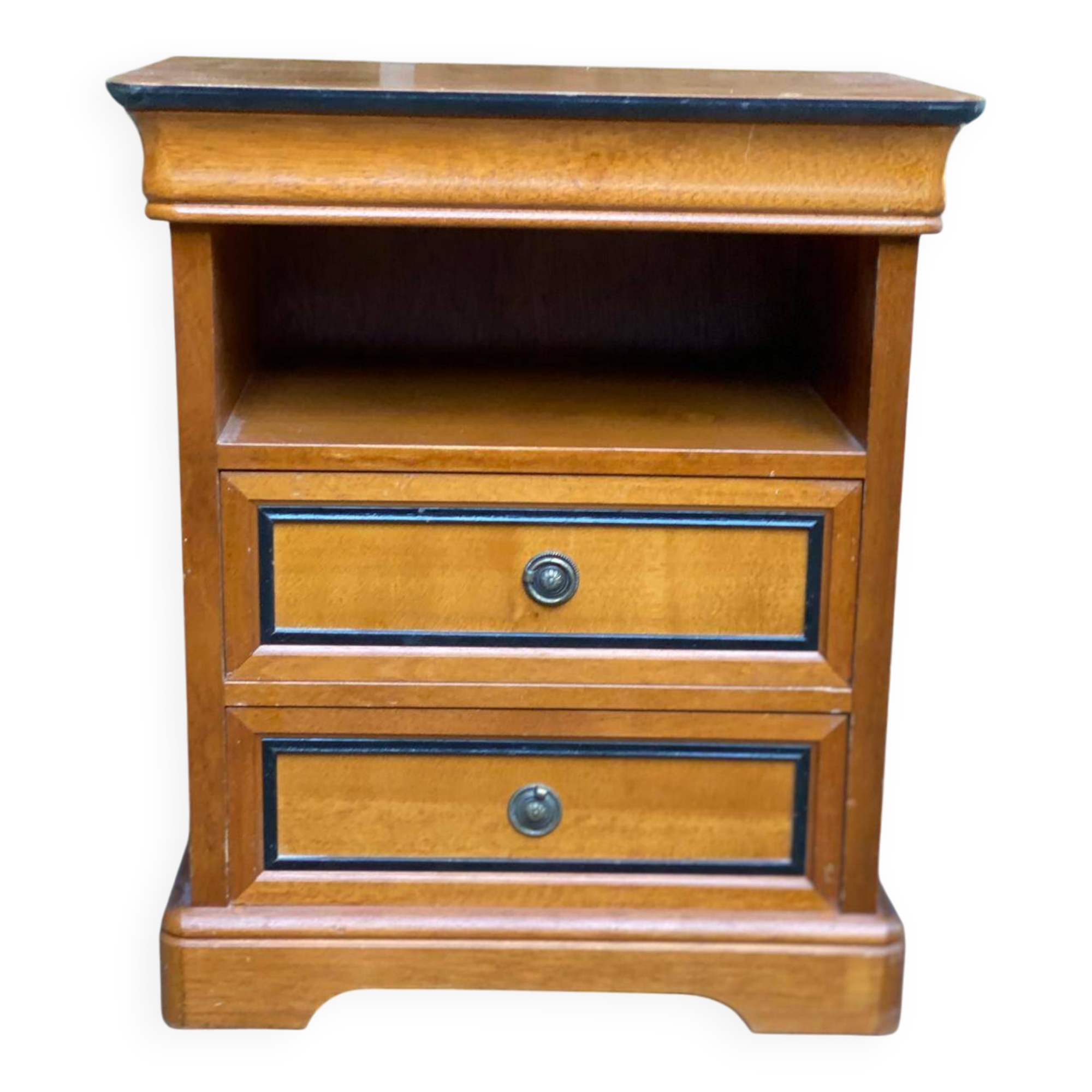 Louis Philippe wooden bedside table with 2 drawers
