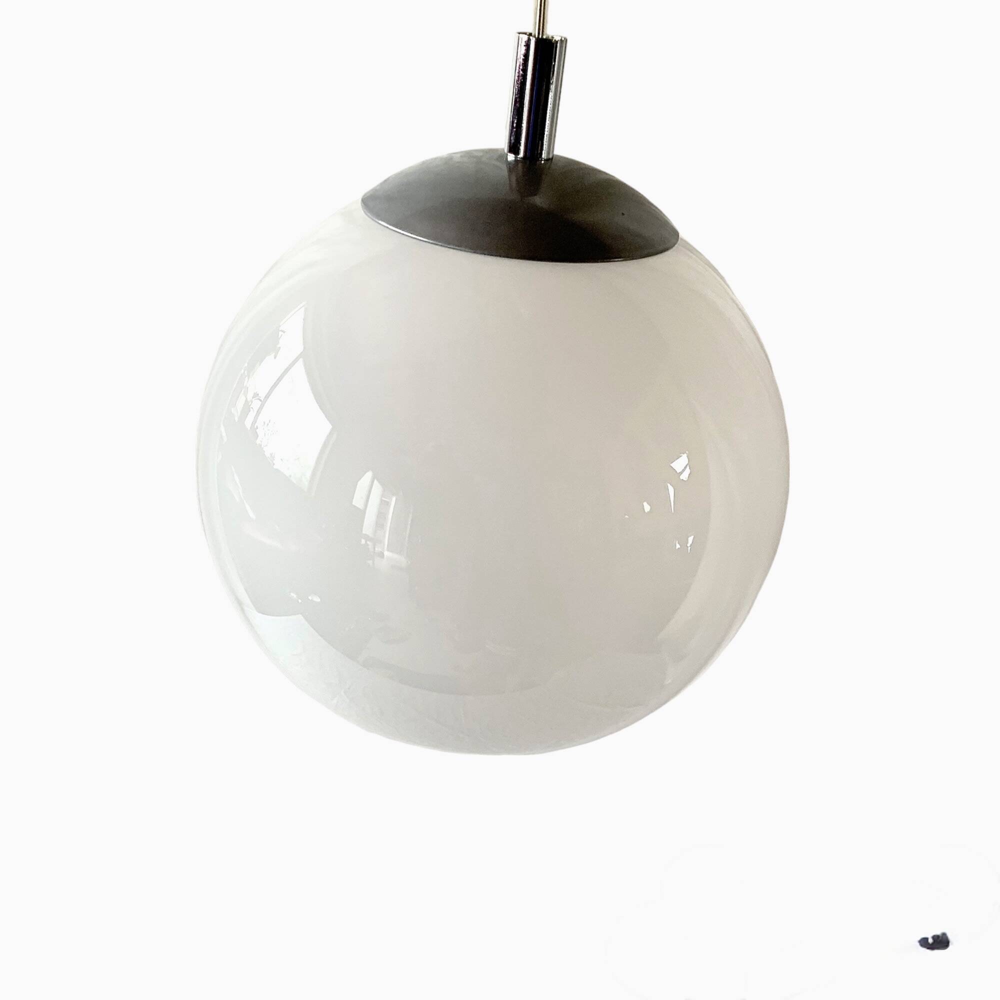 Vintage white opaline ball pendant light