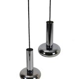 Space Age chrome pendant lamps / Mid-century modern design / 1960s / 1970s / Set of 2