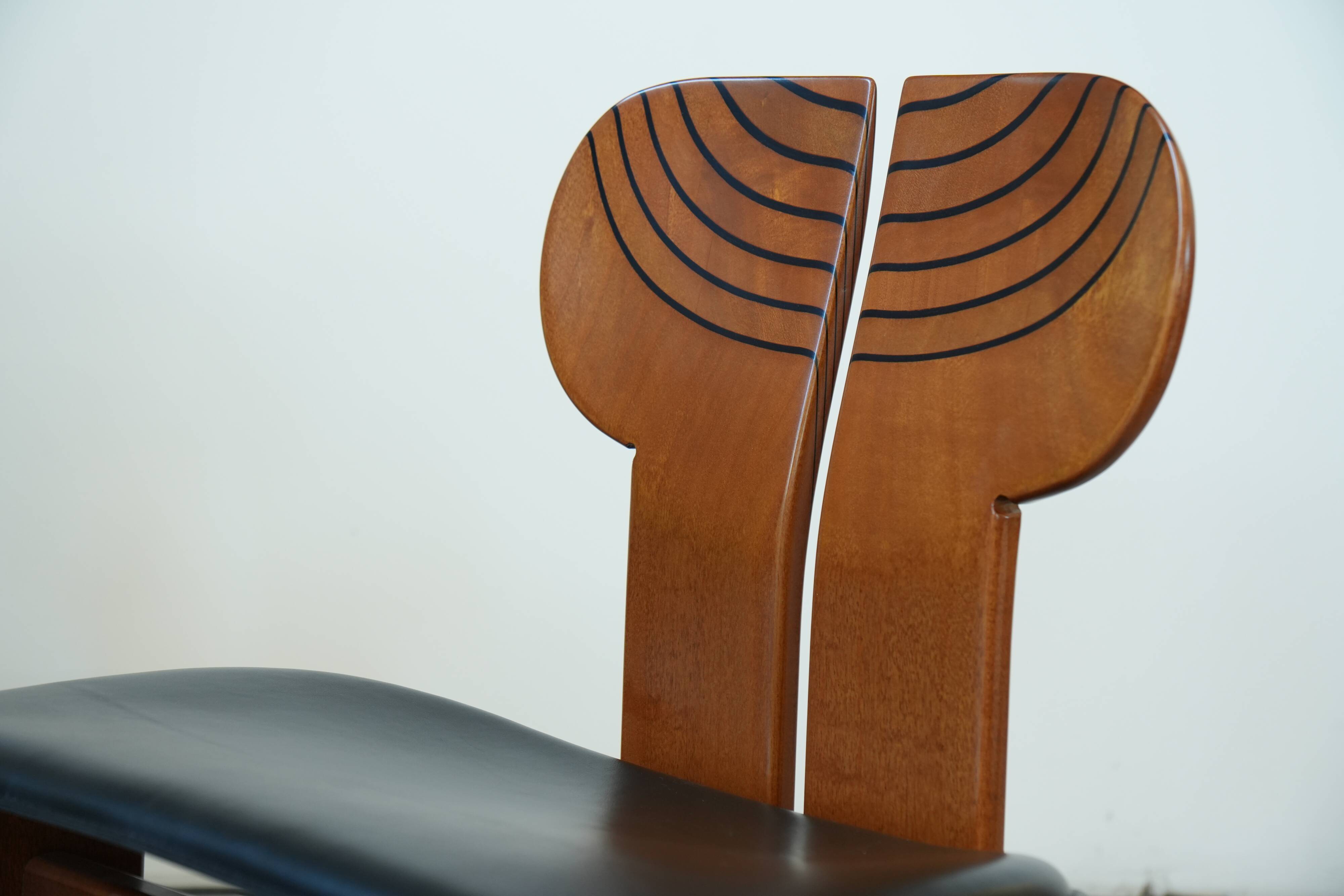 Afra & Tobia Scarpa ‘Africa’ Dining Chair – Walnut & Leather, 1975