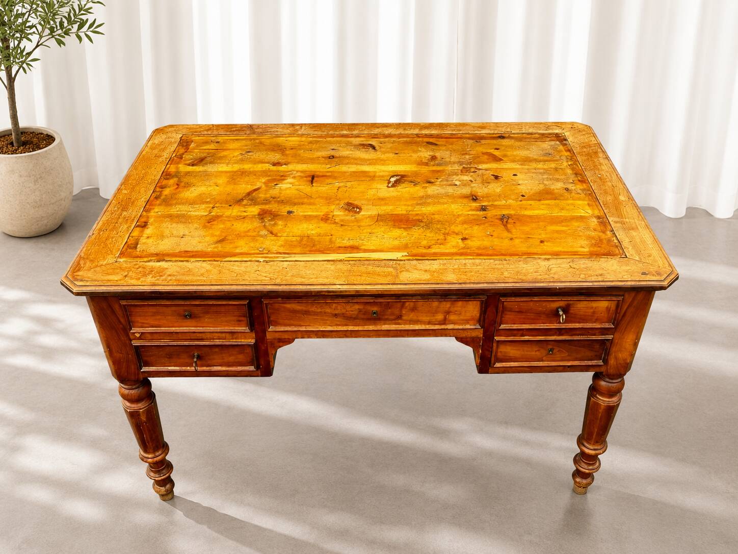 Antique Louis XVI style desk – solid wood – character piece