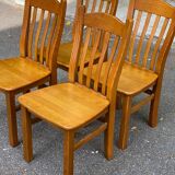 4 chaises scandinaves en bois massif 1970