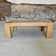 Designer coffee table 1970-1980 in kois elm and glass