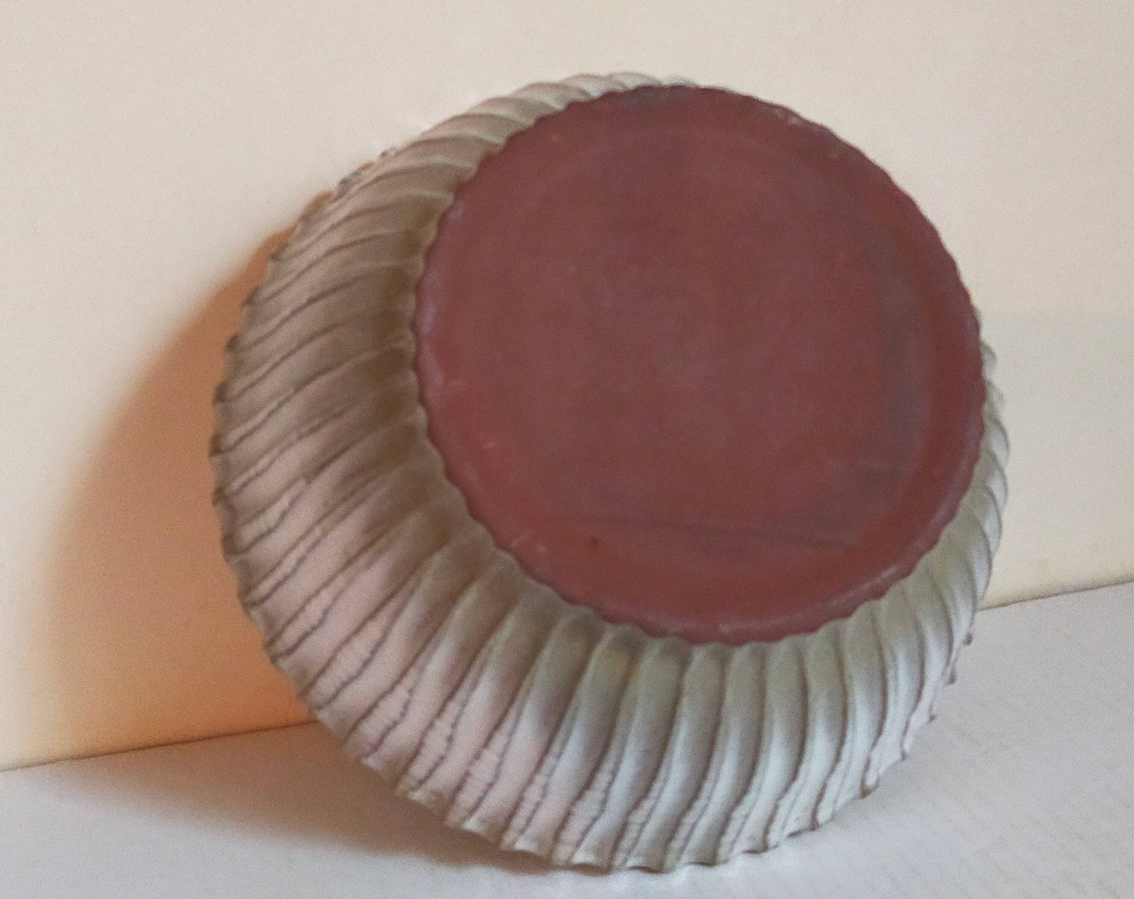 Vintage fluted enameled earthenware potter's salad bowl