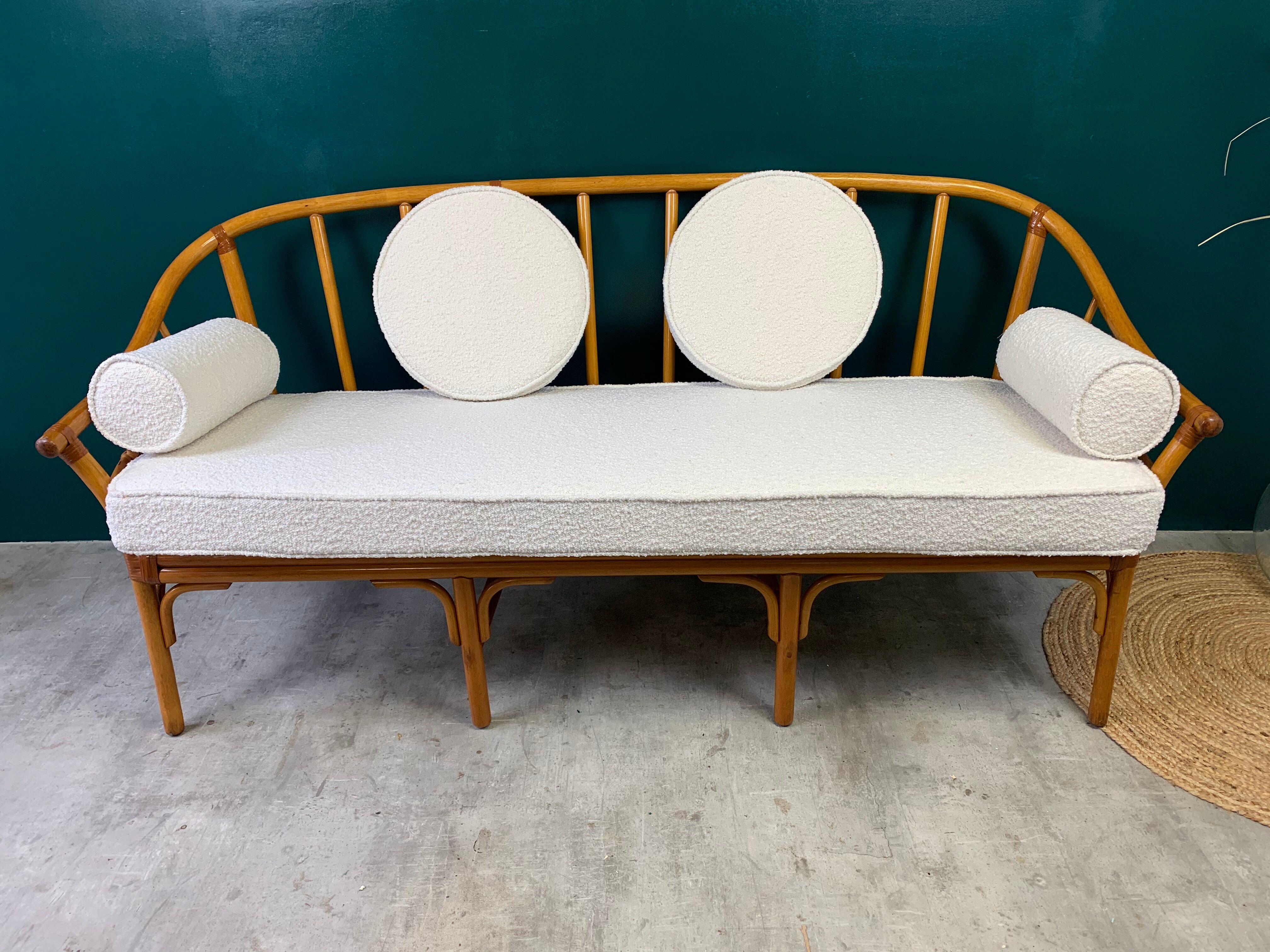 Vintage rattan bench