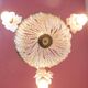 Old bronze ceiling light and 3 tulip flowers