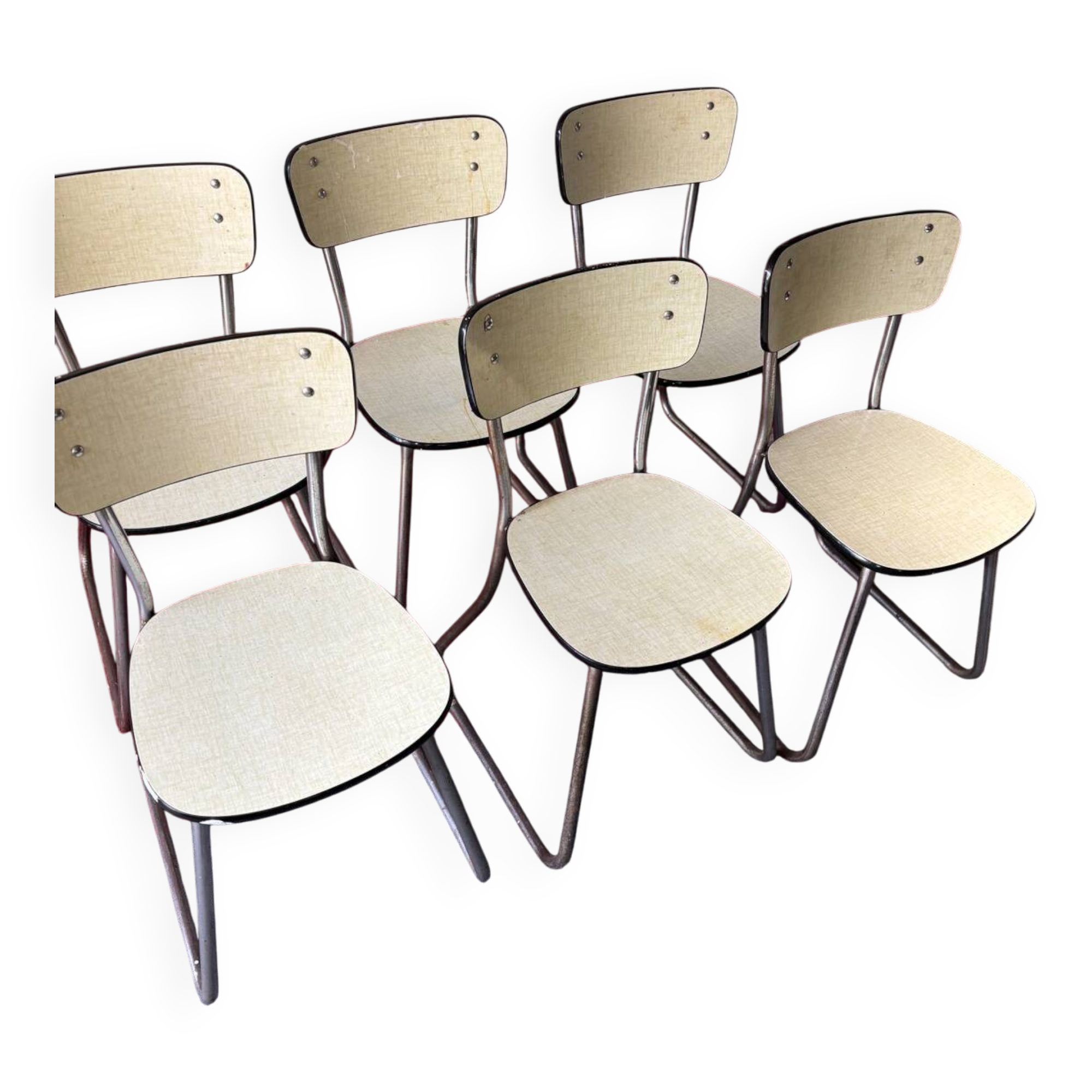 6 vintage design Formica and stainless steel chairs