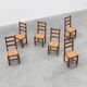 Set of 6 rustic oak ladder-back chairs with rush seats, France, 20th centur