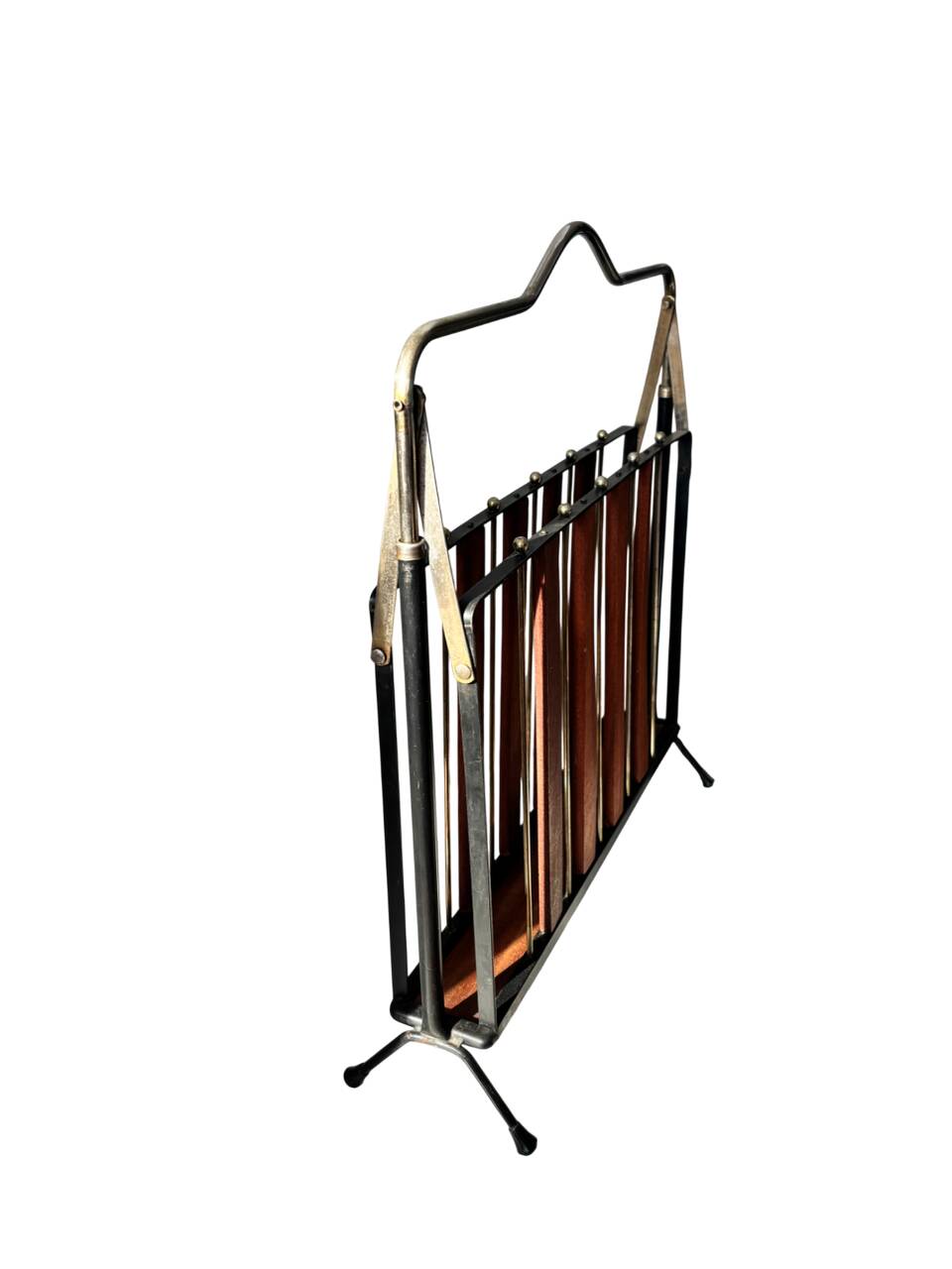 Teak and metal magazine rack 1960
