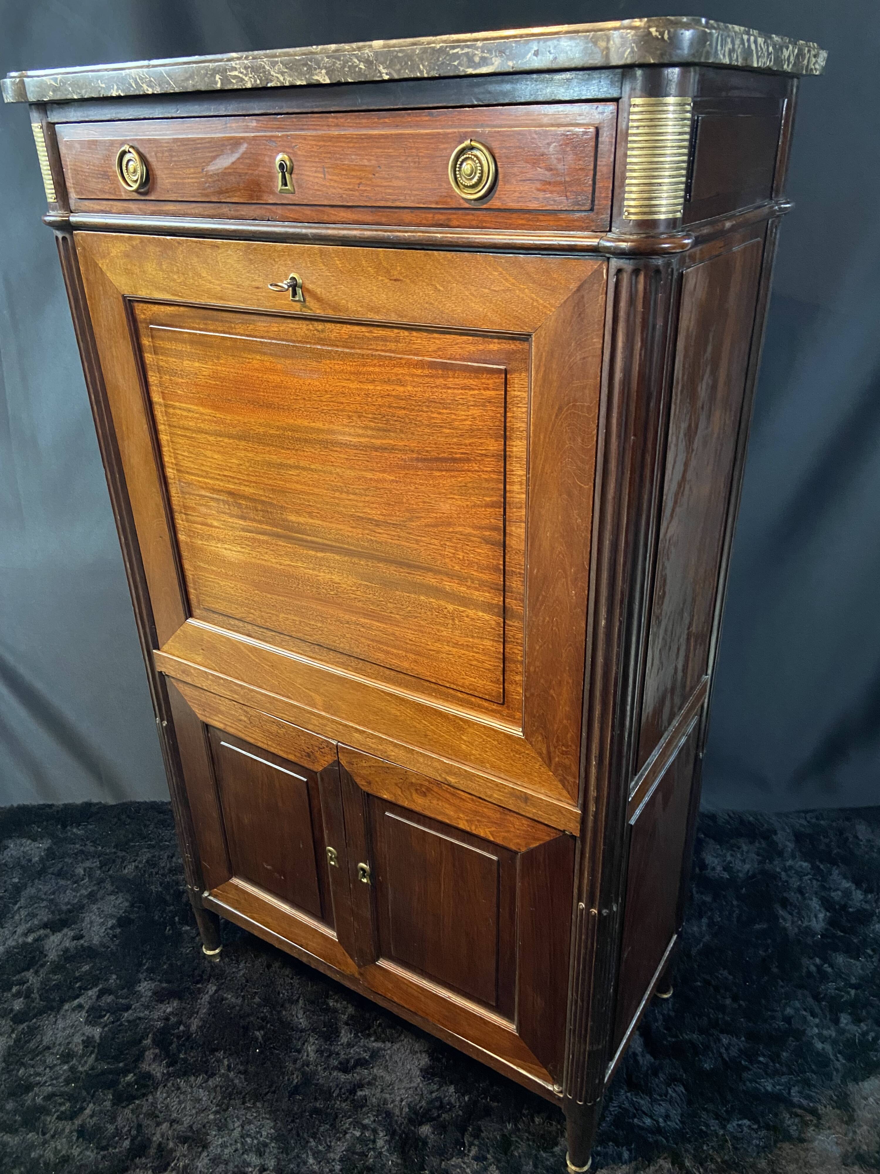 18th-century solid mahogany Louis XVI secretary