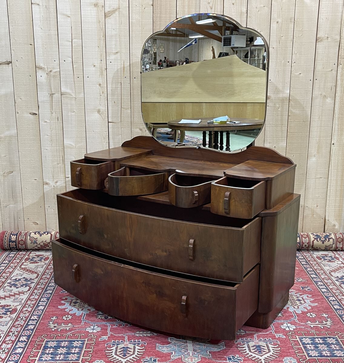 English hairdresser Art Deco walnut
