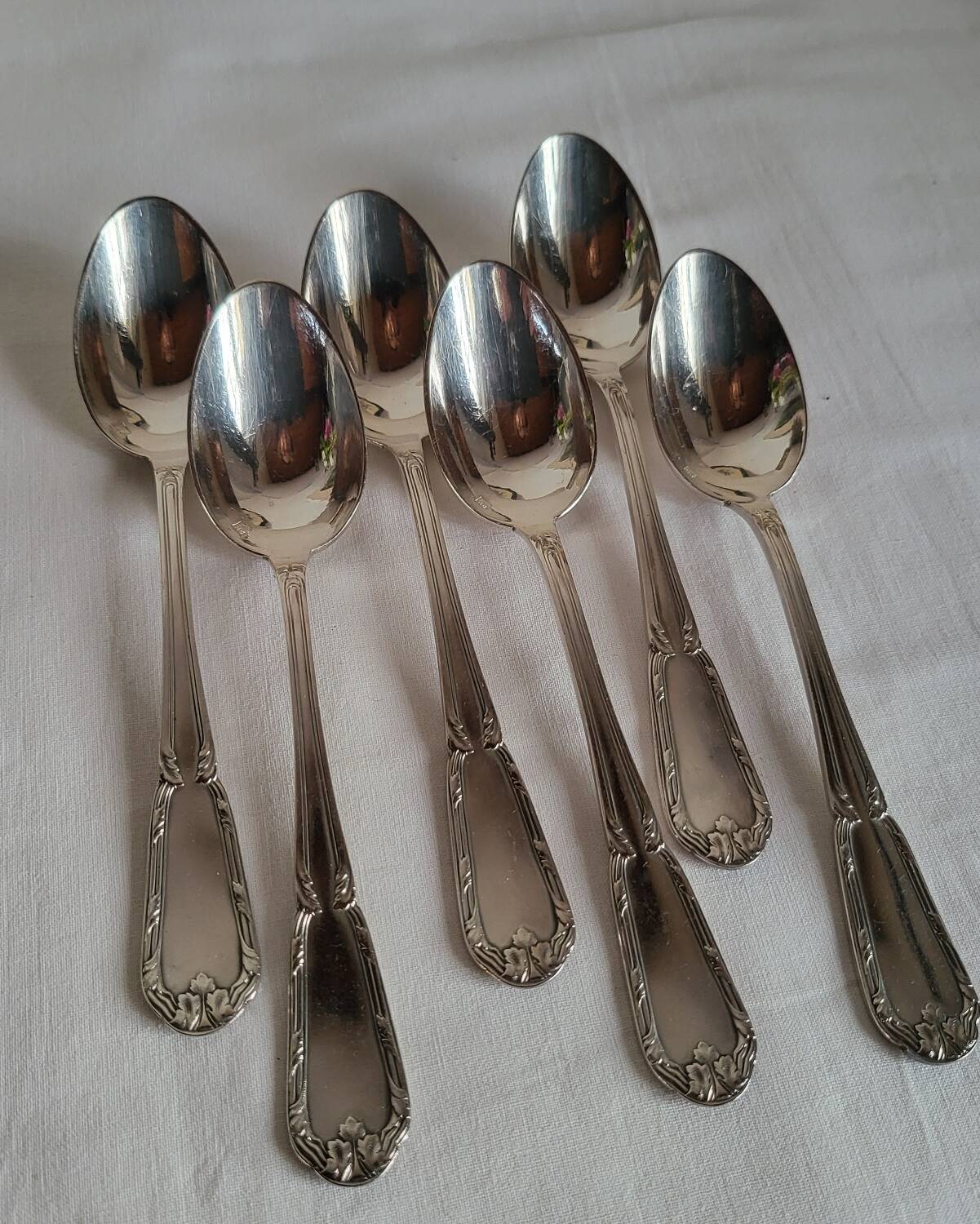 6 Small Silver-Plated Metal Spoons Boulenger Dessert Cutlery