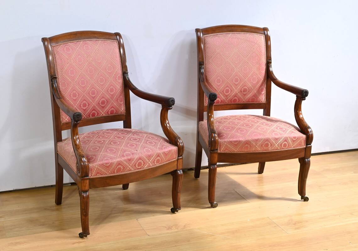 Paire de Fauteuils en Acajou, époque Restauration – Début XIXe