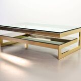 Belgo-Chrom Architectural G-Table 23-Carat Goldplated with Glass Tops 1970s