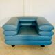 Chaise lounge suédoise vintage rétro en cuir turquoise