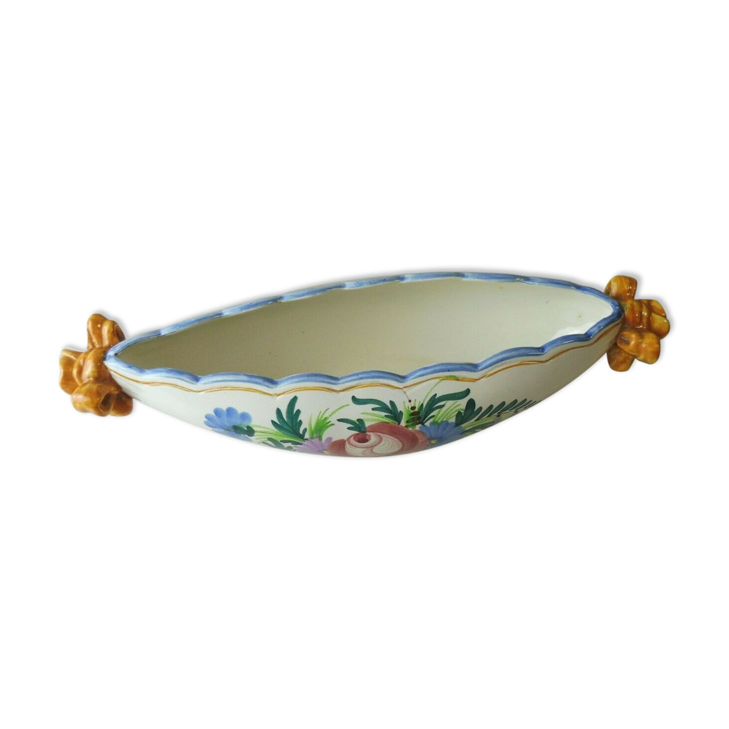 Old empty pocket / cut, decoration flowers and knots, ceramic St Clement 1850