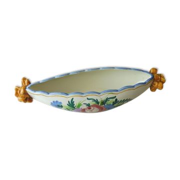 Old empty pocket / cut, decoration flowers and knots, ceramic St Clement 1850