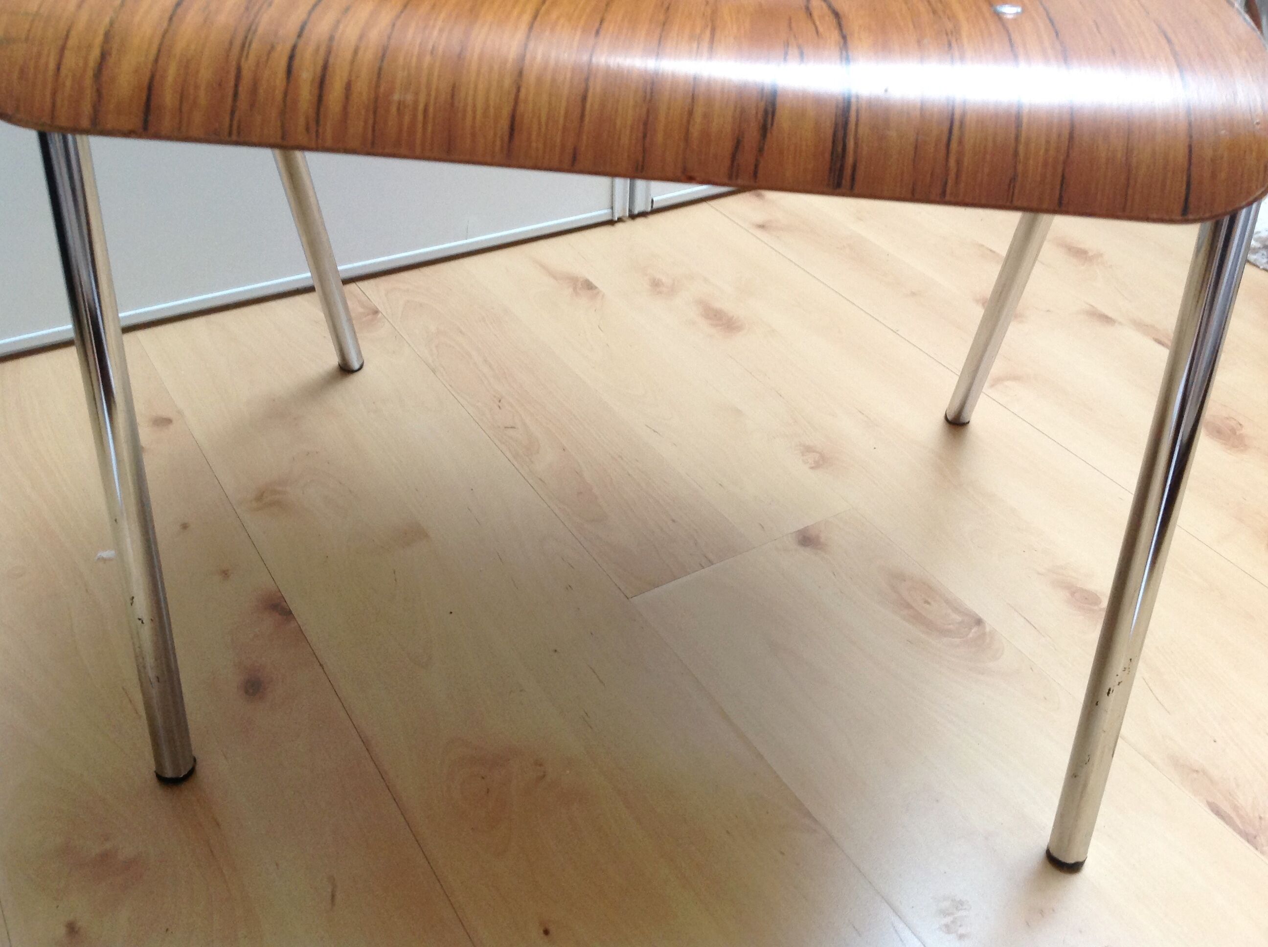 Multiplied wooden chair and chrome feet, vintage 60/70s