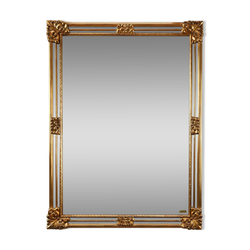 Miroir rectangulaire doré de style mid-century par Deknudt, Belgique, années 1980.