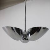 1930s Restored Bauhaus Chrome Plated Chandelier by Zukov , Czechoslovakia