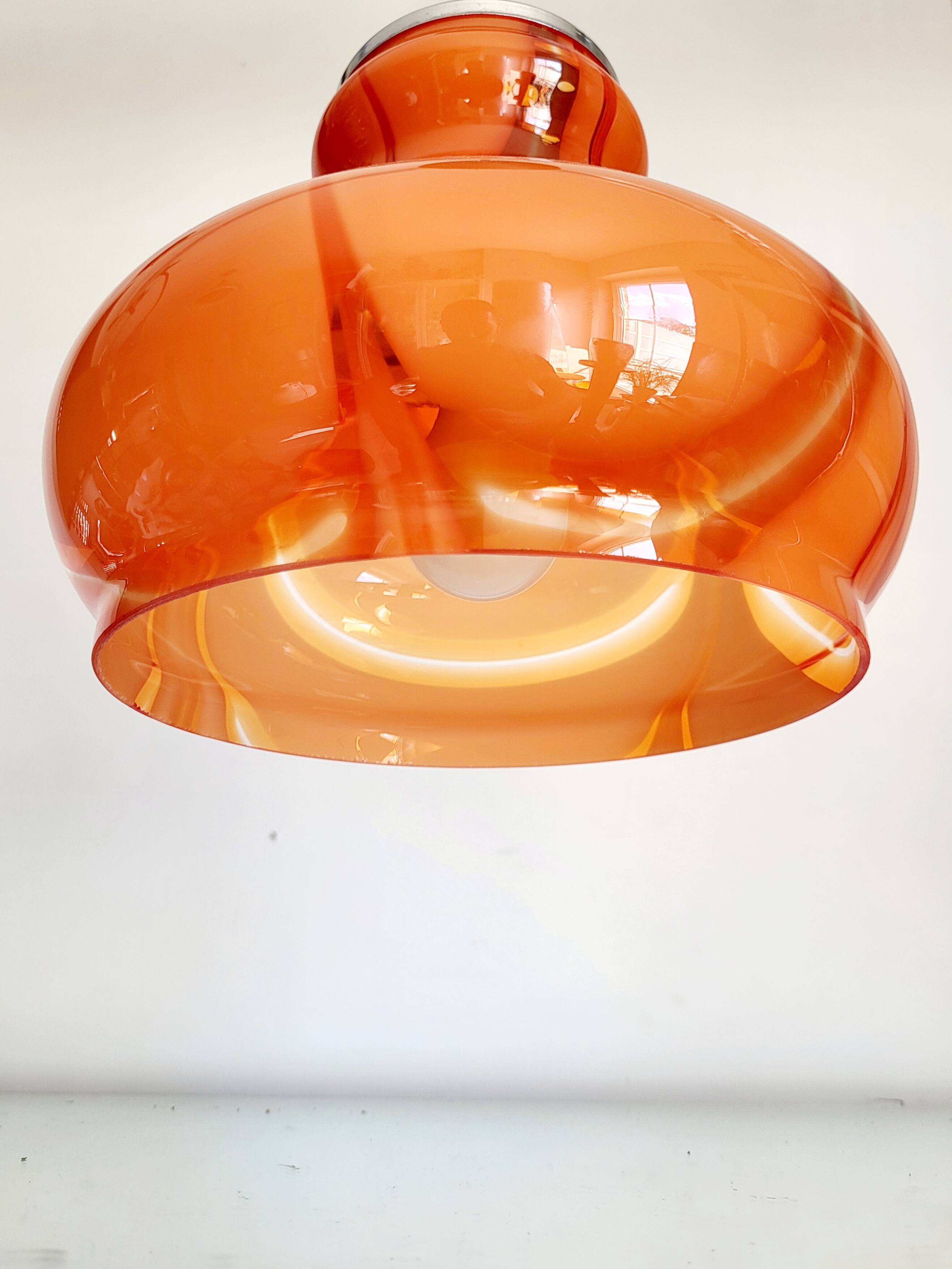 Lampe à suspension vintage en glaçure de Murano, Carlo Moretti, Italie, Jaren 1960