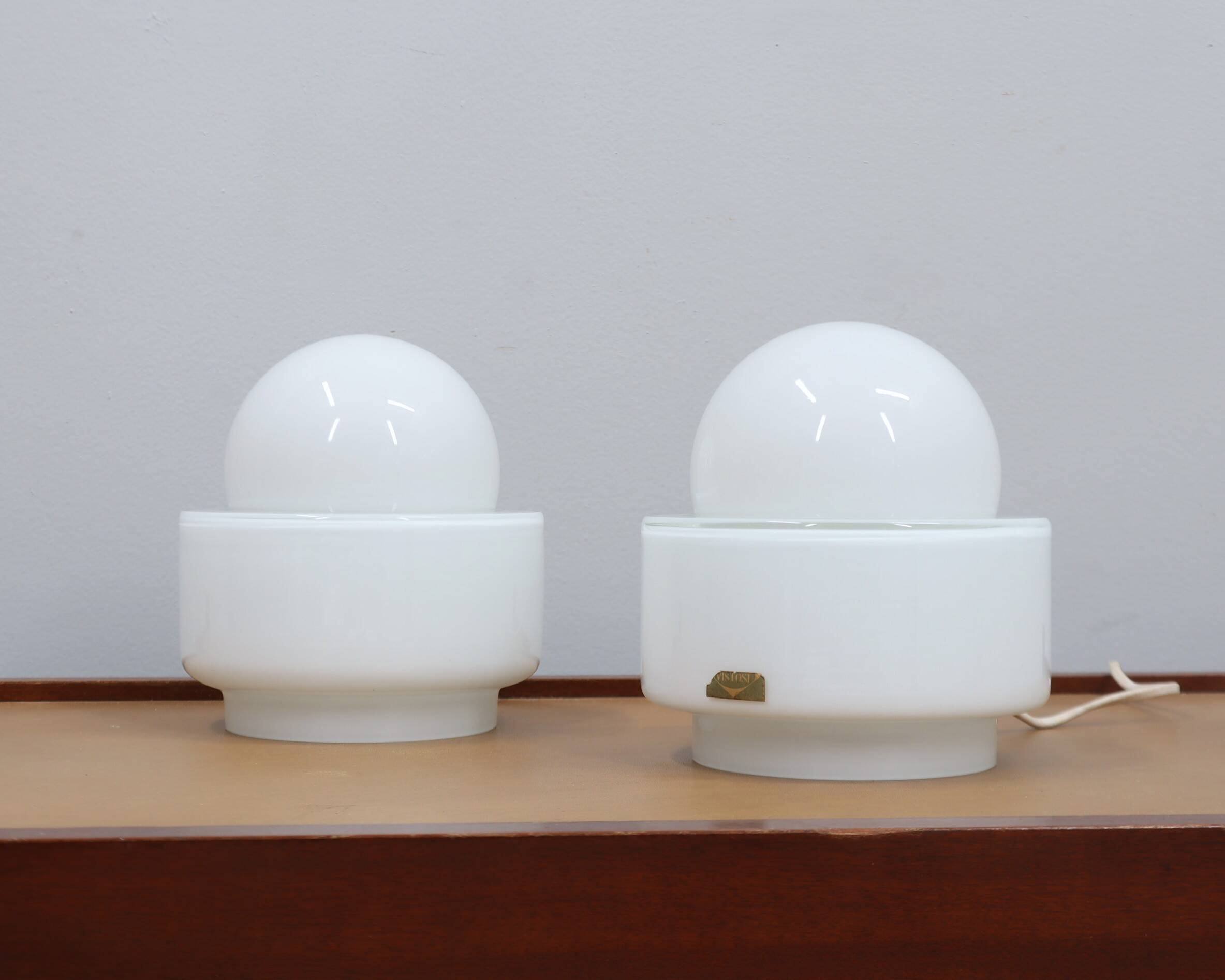 Paire de lampes de table en verre de Murano VISTOSI des années 1960