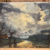 Old painting. Oil on canvas