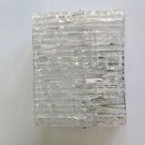 Brutalist wall lamp in iced glass, 1970