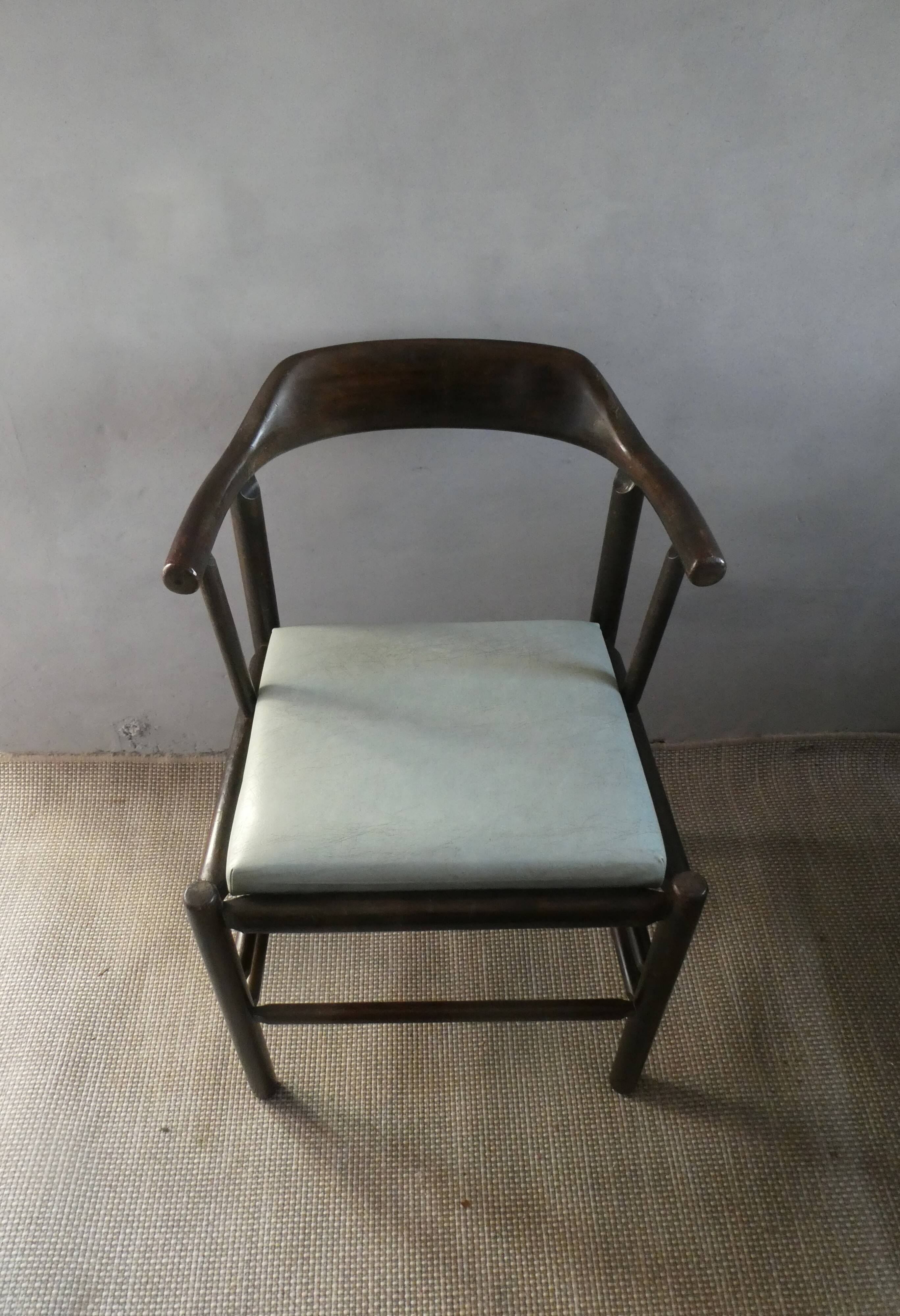 Desk armchair in wood and skai