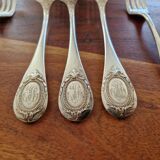 Christofle, Paris - Set of 6 table forks - Fidélio/Baguette model with medallion back