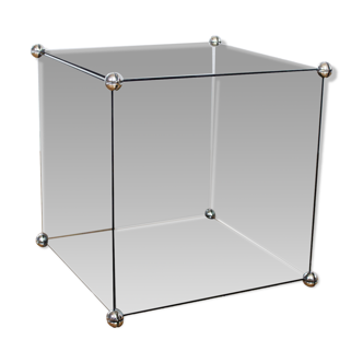 Table d'appoint, cube en verre fumé