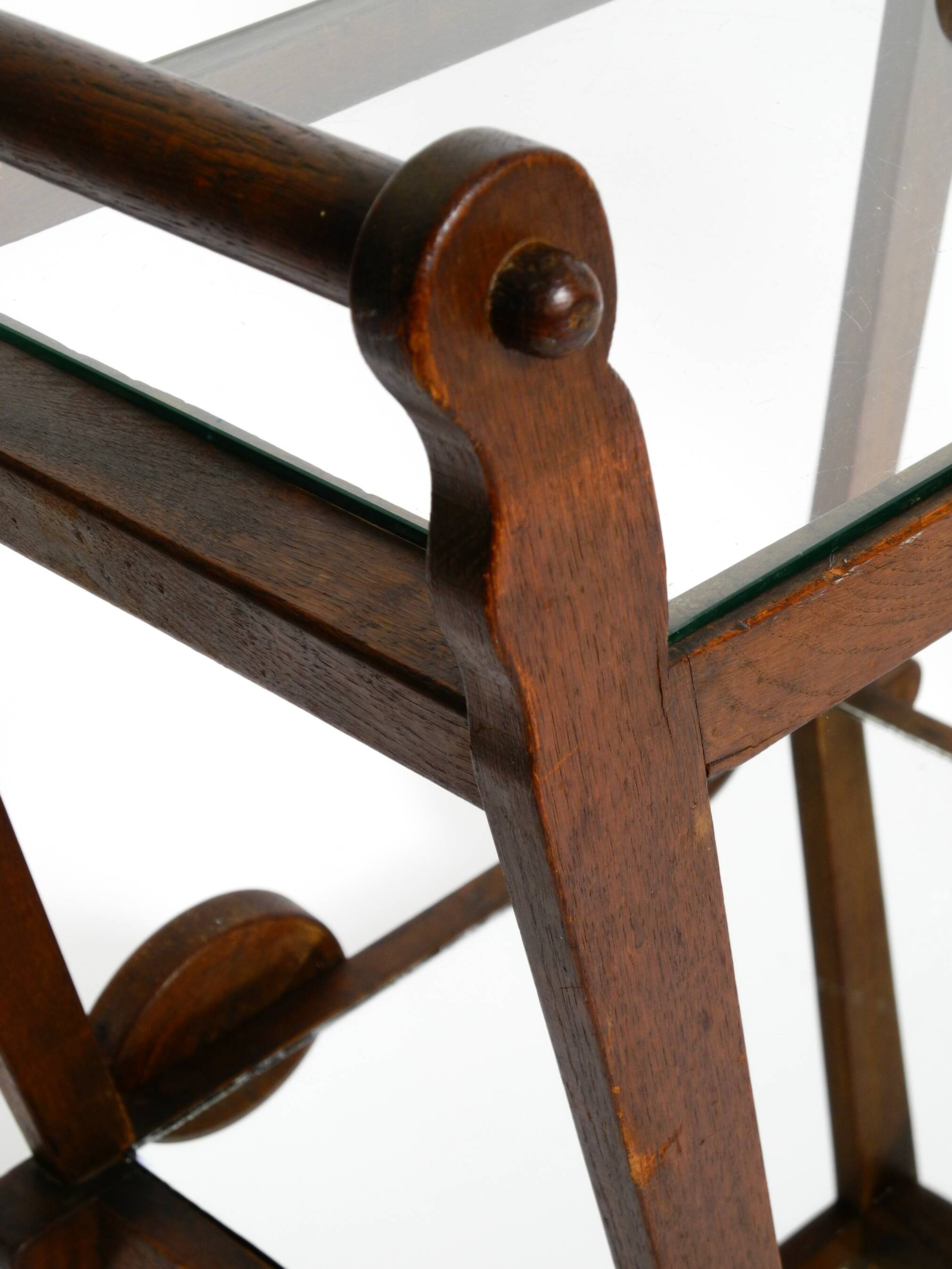 Beautiful, unique 1930s tea trolley bar cart made of solid oak wood