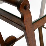 Beautiful, unique 1930s tea trolley bar cart made of solid oak wood