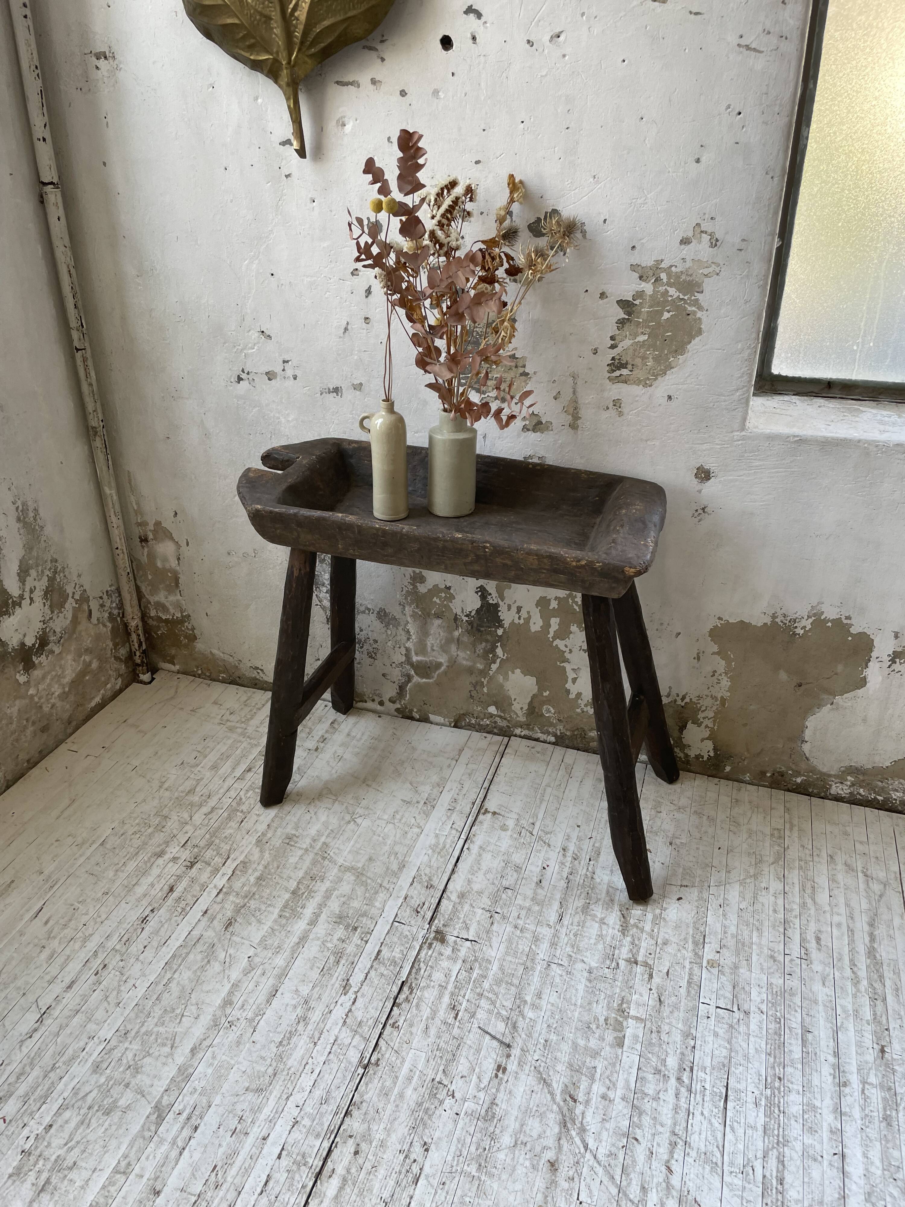 Brutalist solid wood console