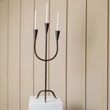 XXL Black Iron Brutalist Candlestick for 3 Candles - Handmade, Italy, 1960s