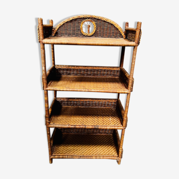 Etagère vintage en rotin et osier