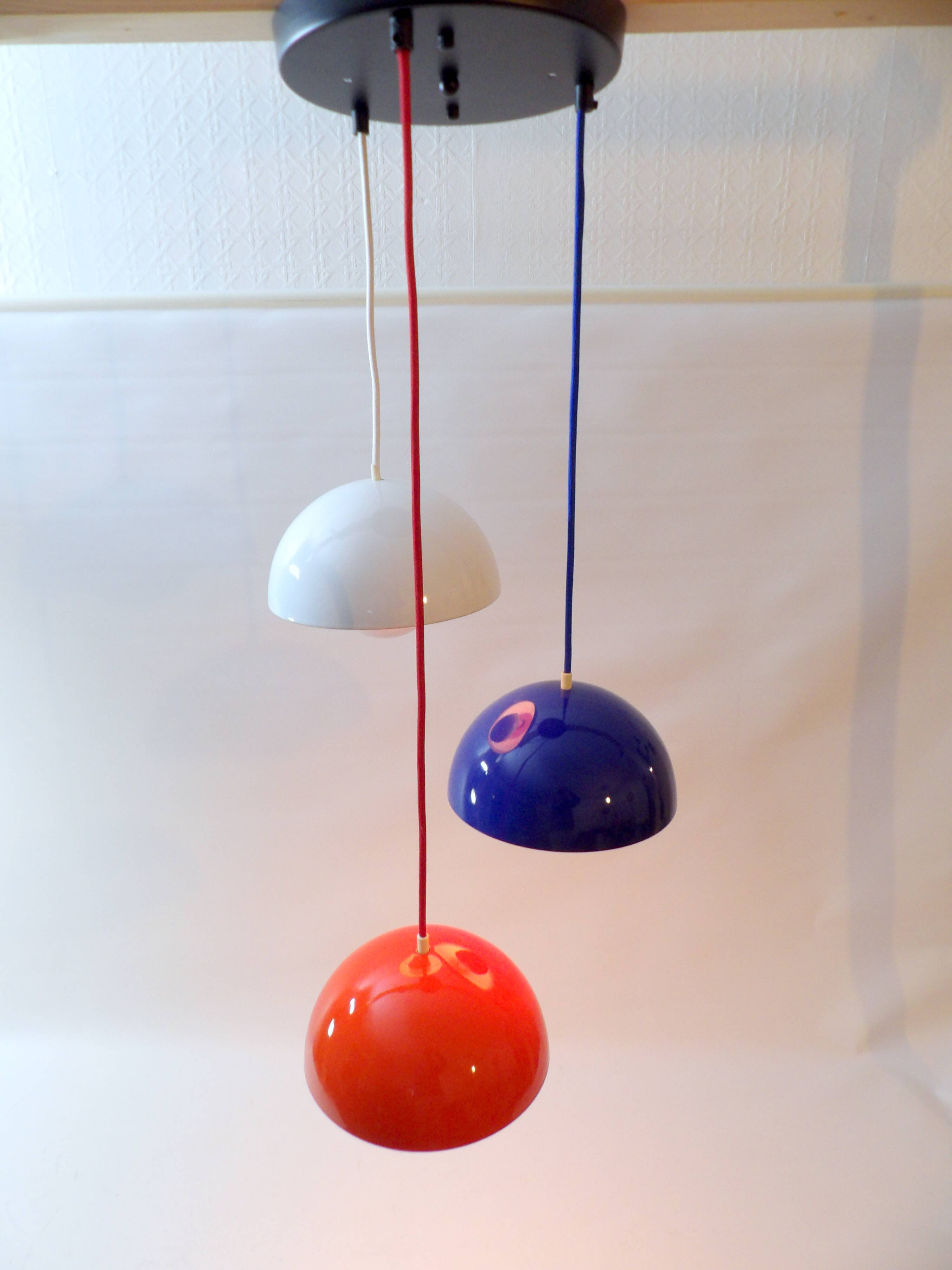 3 x Early Louis Poulsen Verner Panton VP1 flowerpot lamps Cluster of three