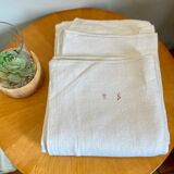 Antique sheet in embroidered hemp linen
