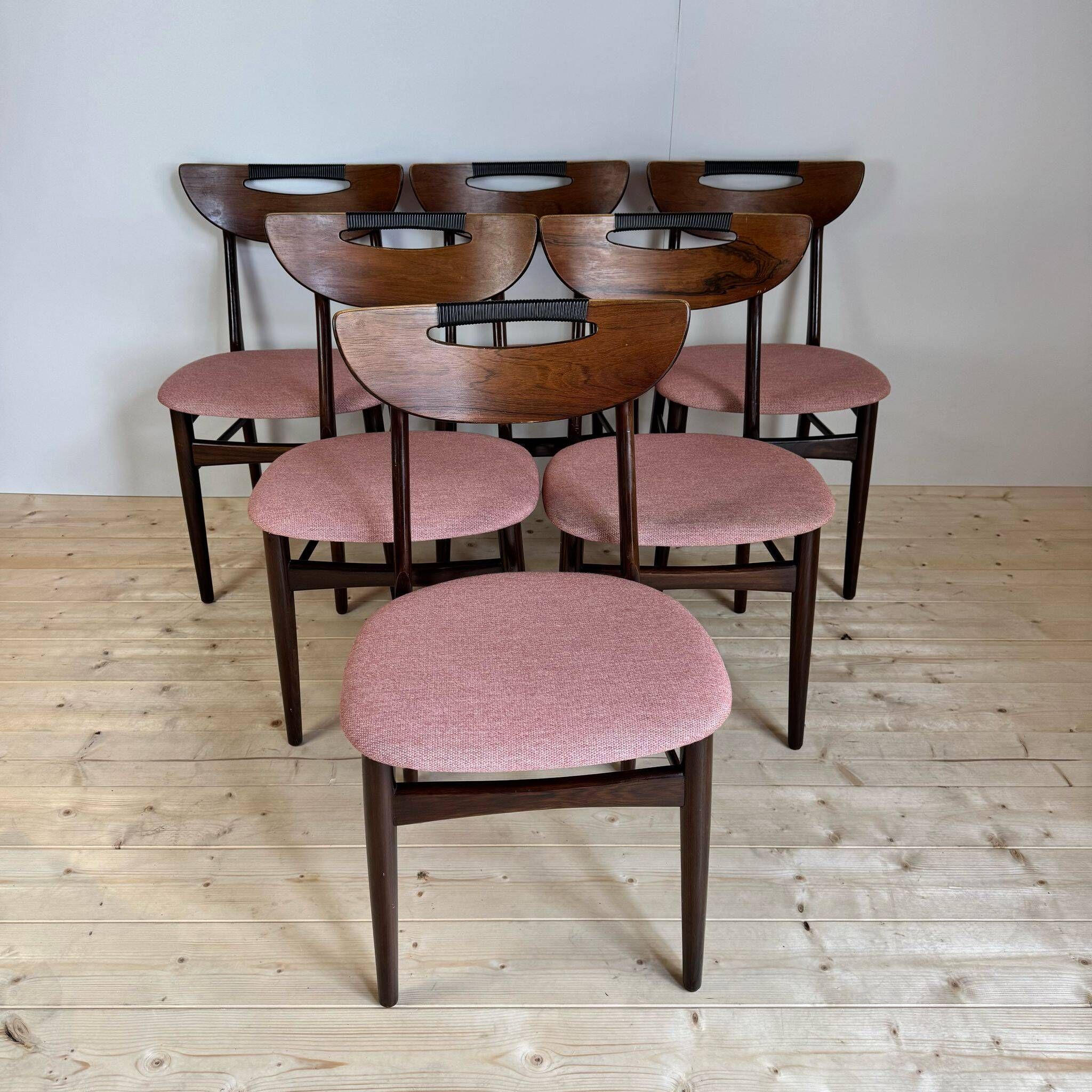 Ensemble de six chaises de salle à manger, Danemark 1960s